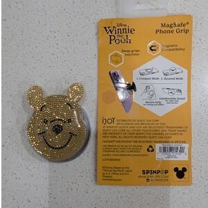Disney Winnie the Pooh Phone Grip Gold Rhinestone MagSafe SpinPop Cute Bling